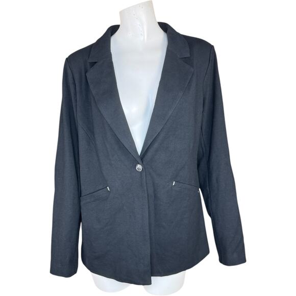Women with Control Jackets & Blazers - Women with‎ Control Cotton Jersey Blazer Black Medium NWT Career Business  Lined